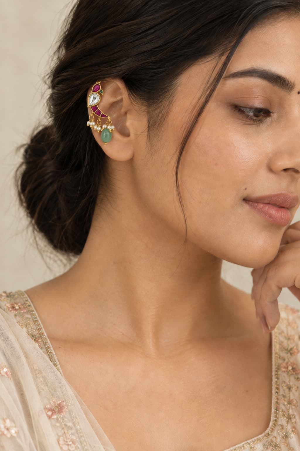Mayura Kundan Ear Cuffs — view 2